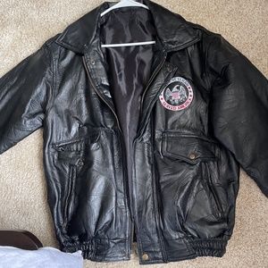 Leather Jacket with Embroidered Patch